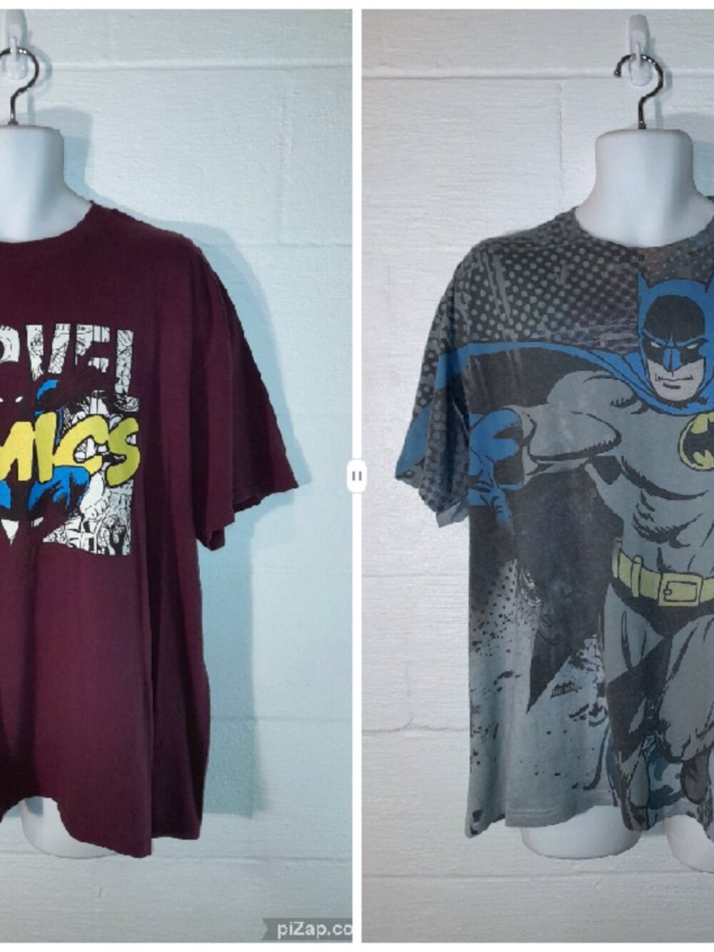 Set of 2 Marvel DC Comics Superhero Batman Spiderman Men's XXL T-Shirts
